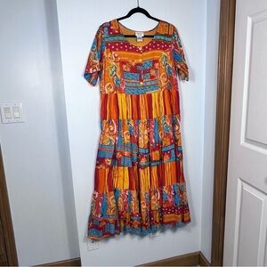 Amanda Stewart Colorful Bohemian Maxi Dress. 100% Cotton NWOT